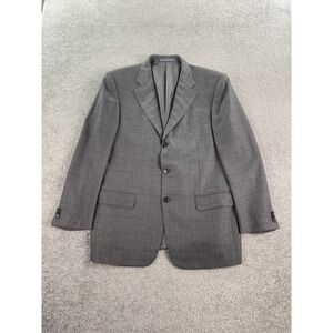 Ermenegildo Zegna Suit Jacket Mens 42 R Gray Wool Cashmere Check Flannel Italy